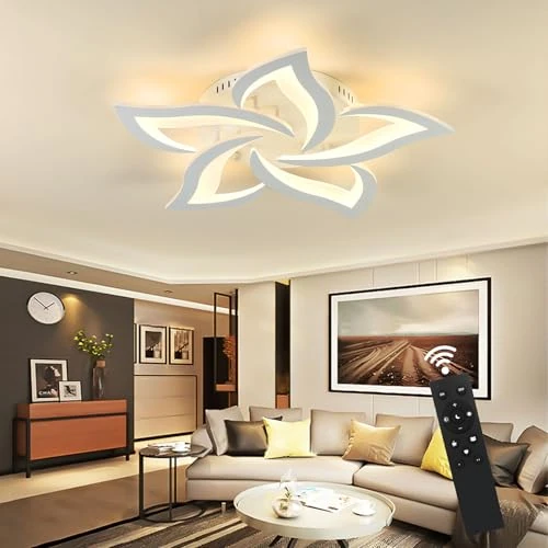 Oferta ograniczona: Lampa sufitowa LED, ściemniana, lampa do salonu z pilotem zdalnego sterowania, zmiana kolorów, lampa sufitowa do sypialni, nowoczesne oświetlenie sufitowe, żyrandol kwiatowy, ściemnianie z 308.18 EUR na 308.18 EUR (znizka 0%)