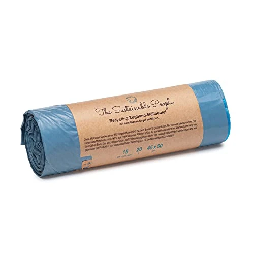Offerta a tempo: The Sustainable People Sacchi per rifiuti recycling con laccio - 90% di materiale post consume (PE) - per residui e materiali riciclabili (20L (15 pezzi)) - 0.00% da 1.49 € a 1.49 €
