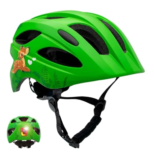 Zeitlich begrenztes Angebot: Crazy Safety Cool Kinder Fahrradhelm | Fahrradhelm Kinder 6-12 Jahre für Fahrrad, Skateboard, Mountainbike, Inlineskates | USB-aufladbares Rücklicht | Verstellbarer Fahrradhelm 54-58 cm (Grün) von 39.95 € auf 39.95 € (0.00% Ra