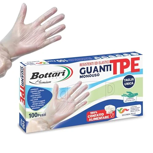 Offre limitée : Bottari Gants jetables en TPE sans poussière, 100 pièces, résistants pour le nettoyage, la nourriture, le jardin, le bricolage et la maison de 13.86 € à 13.86 € (0.0% de remise)