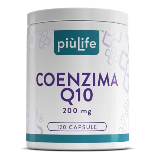 Coenzima Q10 200mg 120 Cápsulas PiùLife, Q10 Coenzima De Ubiquinona, 100% Pura Fermentada Naturalmente, Coq10 Piel, Sistema Inmunitario, Energía, Protección Contra Radicales Libres, Antioxidante