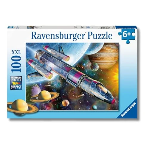 Ravensburger Puzzle 12939 Misja W Kosmosie 100 Elementów Puzzle Dla Dzieci (12939) Unikalne Elementy, Technologia Softclick - Klocki Pasują Idealnie