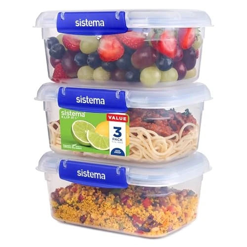 Limited offer: Sistema KLIP IT PLUS Leakproof Food Storage Containers | 1 L | Airtight & Stackable Meal Prep Containers with Lids | BPA-Free | 3 Count from 24.91 EUR to 22.67 EUR (save 9%)