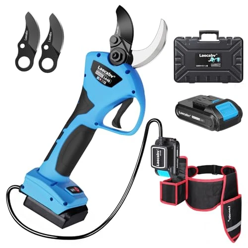 Offerta a tempo: Laecabv Forbici Potatura Elettriche Professionali 40mm, Cesoie a Batteria con Zaino (Motore Brushless), Kit 2 Batterie 21V per Ulivi e Vigneto, Taglio Legno Secco Senza Sforzo, 8-10 Ore di Autonomia - 0.00% da 219.00 € a 219.00 €