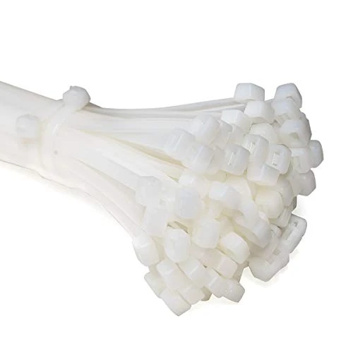 ERKO Kabelbinders, wit, 360 x 4,8 mm, 100 stuks, trekkracht 23 kg, temperatuurbestendig, chemische bestendigheid, voor kabelbeheer, tuinieren, wonen, werkplaatsen