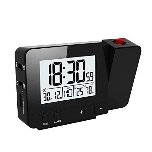 Tijdelijke aanbieding: Projectorwekker met dubbele alarmen, digitale wekker, USB-oplaadwekker, snooze-functie, luchtvochtigheid binnentemperatuur, 12/24 uur, datum van 27.99 EUR naar 27.99 EUR (korting 0%)