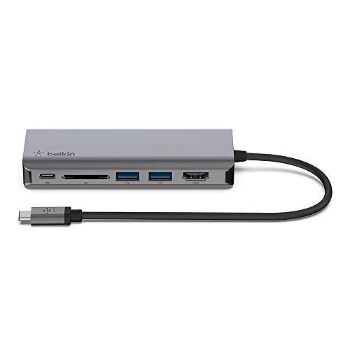 Limited offer: Belkin USB C Hub, 6-in-1 MultiPort Adapter Dock with 4K HDMI, USB-C 100W PD Pass-Through Charging, 2 x USB A, Gigabit Ethernet Ports and SD Slot for MacBook Pro, Air, iPad Pro, XPS and More from 69.81 EUR to 65.62 EUR (save 6%)