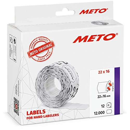 Offerta a tempo: Meto Etichette per etichettatrice (22x16 mm, 2 linee, 12.000 pezzi, Bianco, permanenti, per Meto, Contact, Sato, Avery, Tovel, Samark, ecc.) - 0.00% da 17.16 € a 17.16 €