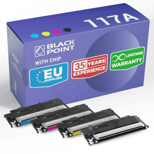 Offre limitée : BLACK POINT [avec Puce Lot de 4 Cartouches de Toner pour HP 117A 43% d'efficacité en Plus W2070A W2071A W2072A W2073A pour HP Color Laser MFP 179fwg 179fnw 178nwg 178nw Color Laser 150a 150nw de 61.99 € à 60.24 € (3% de remise)