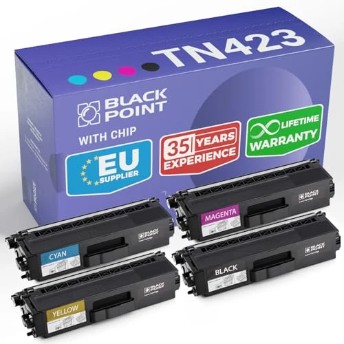 Black Point Set van 4 Toner Cartridges voor TN-423BK TN-423C TN-423M TN-423Y voor Brother MFC: L8690CDW L8900CDW; DCP: L8410CDW; HL: L8260CDW L8360CDW
