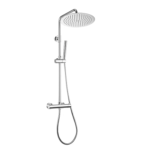 Offerta a tempo: JOHO Colonna Doccia in Acciaio INOX con Miscelatore Termostatica, Asta Doccia Saliscendi con Soffione e Doccetta, Set Doccia a Pioggia con Soffione 30 cm Cromo - 5% da 159.99 € a 151.99 €
