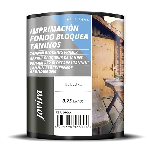 Offerta a tempo: JOVIRA PINTURAS Primer bloccante al tannino, incolore a base d'acqua. Appositamente formulato per bloccare le macchie prodotte dai tannini sul legno. (750 Millilitri, Incolore) - 0.00% da 30.16 € a 30.16 €