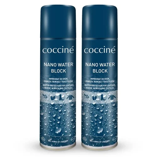 Offerta a tempo: Coccine - Nano Water Block, Spray Impermeabilizzante Per Pelle, Tessuto, Outdoor, Proteggiscarpe, Impermeabilizzante per Scarpe, Nabuk Impermeabile, Velluto, Pelle Fiore, 2 x 400 ml - 0.00% da 23.99 € a 23.99 €
