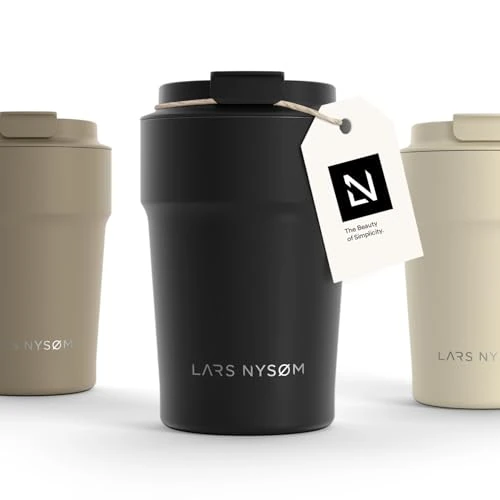 Oferta limitada: LARS NYSØM Taza térmica café para llevar | Termo Café para llevar de 0,38 litros con aislante | Travel Mug de Acero Inoxidable a Prueba de Fugas para la Bebida Caliente y Té (Carbon Black, 380ml) de 29.99 EUR a 23.90 EUR (ahorro 20%)