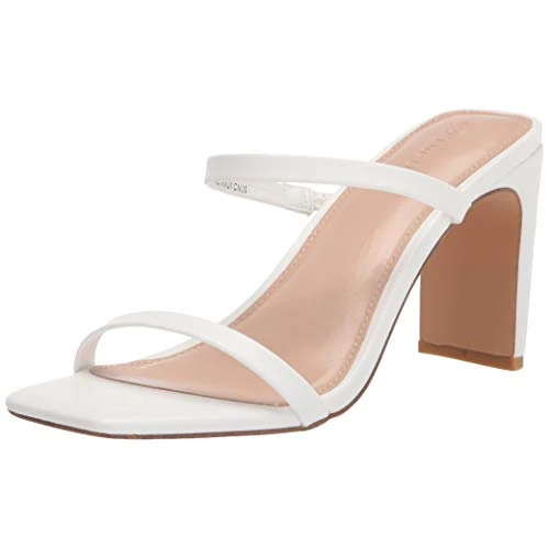 The Drop Avery Sandales À Talons Hauts et Bout Carré, Heeled Sandal Femme, Blanc, 39.5 EU