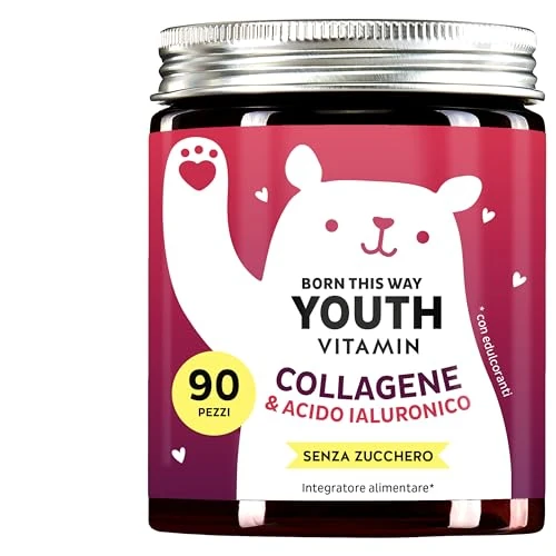 Oferta limitada: Gomitas de Colágeno Born This Way Youth Vitamins – Apoyo Antioxidante para la Belleza – 2500mg de Colágeno, Ácido Hialurónico, Vitamina C y E, CoQ10, 90 Piezas, Vegano, Sin Azúcar, Bears with Benefits de 34.90 EUR a 26.50 EUR (ahorro 24%)