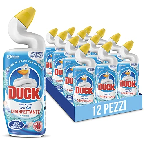 Offerta a tempo: Duck WC Gel Disinfettante - Liquido per WC, Uccide fino al 99,9% dei batteri, Fragranza Marine, Formato Scorta da 12 pezzi - 38% da 27.00 € a 16.68 €