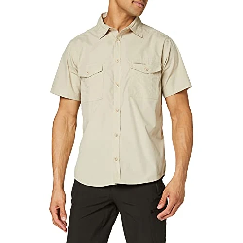 Limited-time offer: Craghoppers Mens Kiwi Short Sleeve Hiking Shirt, Oatmeal, 3XL EU from 21.99 £ to 21.99 £ (save 0.00%)