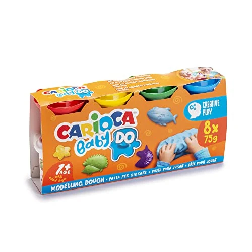 Offerta a tempo: CARIOCA Pasta da Modellare BABY DO, Set di 8 Colori, per Bambini dai 12 Mesi, Colori Brillanti e Miscelabili, Non Sporca le Mani e Asciuga all'Aria, Contiene Frumento - 44% da 14.20 € a 7.89 €