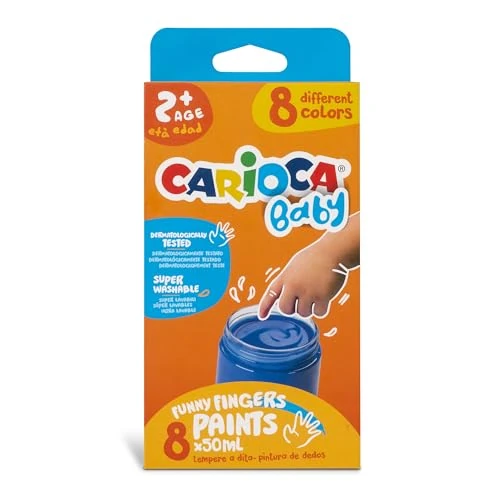 Offerta a tempo: CARIOCA Tempera a Dita Baby, Set di Tempere Lavabili per Bambini 2 Anni+, Colori Brillanti, Lavabili, Atossici e Inodori, Dermatologicamente Testati, Kit Pittura Bambini con 8 Colori Assorti da 50 ml - 40% da 16.40 € a 9.90 €