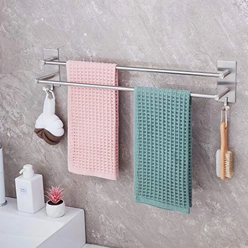 Zeitlich begrenztes Angebot: JS Handtuchhalter Bad Ohne Bohren Zweiarmig Handtuch Stange Badezimmer Doppel Edelstahl SUS304 Badetuchhalter Selbstklebender Handtuchstange 60CM Wandmontage Gebürstet 2 Haken von 35.99 € auf 35.99 € (0.00% Rabatt)