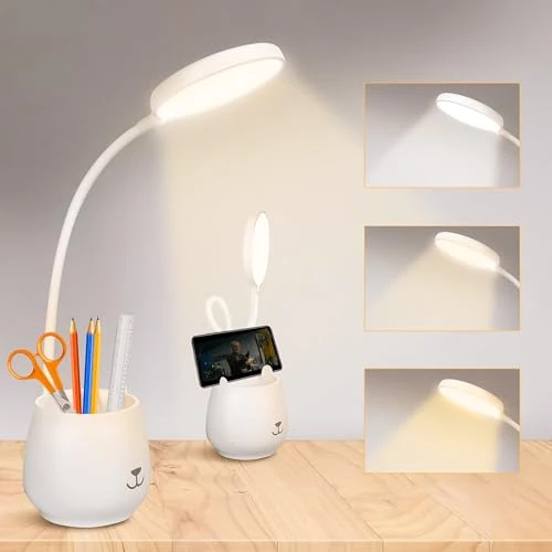 Oferta limitada: URAQT Lámpara Escritorio, Flexo LED para Lectura con Portalápices y Soporte Móvil, Lámpara Regulable para 3 Niveles de Brillo, Luz Nocturna con Control Táctil y Diseño de Cuello de Cisne de 360° de 16.99 EUR a 16.99 EUR (ahorro 0%)