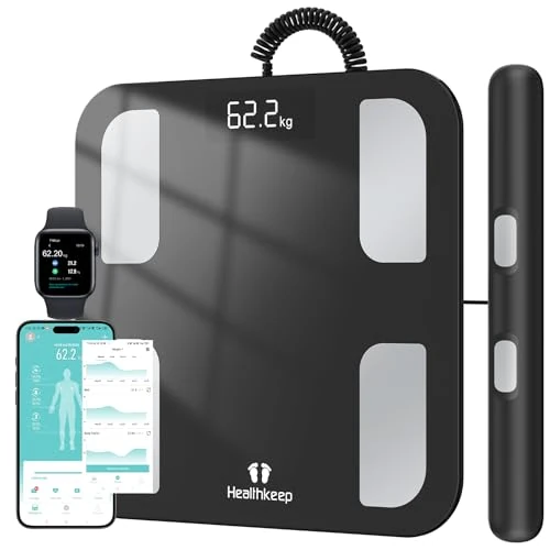 Healthkeep Scale for Body Weight Digital Bathroom Scale with 8 Electrodes, 18 Body Datas Smart Weight Scale Compatible with iOS & Android, Max 400lb/180kg/28st