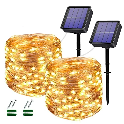Oferta limitada: Luces Solares LED Exterior Jardin, 2 Pack Guirnaldas Luces Exterior Solar 240LED 24M Impermeables Cadena de Luces Decoracion para Jardín, Dormitorio, Muebles, Patio, Terraza, Balcón, Fiestas, Bodas de 13.99 EUR a 10.99 EUR (ahorro 21%)