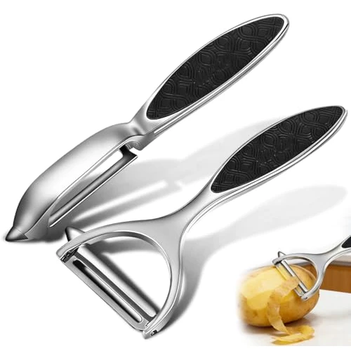 Tijdelijke aanbieding: Dunschiller, dunschiller, roestvrij staal, tweesnijdend pendelmes, roestvrij vaatwasmachinebestendig, 2 stuks voor keuken, voor fruit, wortels, aubergines, paar, mango, komkommers, chocolade met van 8.99 € naar 8.99 € (0.00% korting