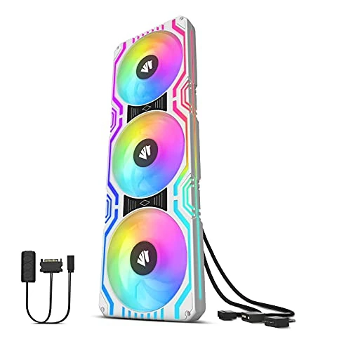 AsiaHorse Ventola per PC 3 in 1,Ventola per PC ARGB da 3 * 120 mm con 56 LED indirizzabili,Ventola del case della CPU con controllo PWM,Ventola di raffreddamento per computer, 800-1800 RPM, Bianco