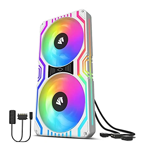Offerta a tempo: AsiaHorse Ventola per PC 2 in 1,Ventola per PC ARGB da 2 * 120 mm con 48 LED indirizzabili,Ventola del case della CPU con controllo PWM,Ventola di raffreddamento per computer, 800-1800 RPM, Bianco - 54% da 32.48 € a 14.99 €
