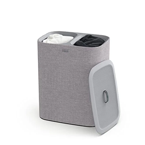 Offerta a tempo: Joseph Joseph Tota Cesto da Biancheria per panni sporchi con separatore da 90 litri, 2 sacchi per il lavaggio rimovibili con maniglie, Grigio - 46% da 139.99 € a 74.99 €