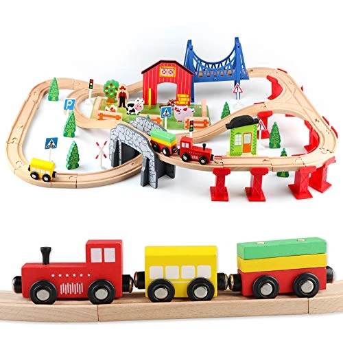 Tijdelijke aanbieding: Jacootoys 80 STKS Houten Auto Tracks Set Magnetische Treinen Schuur op Boerderij Thema Educatieve Bouw Speelgoed voor Kids 3+Jaar Oude Meisjes Jongens van 49.99 EUR naar 49.99 EUR (korting 0%)