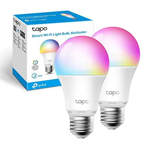 Limitiertes Angebot: Tapo TP-Link smarthome E27 Glühbirne, glühbirnen, Mehrfarbrige smart lampe, zubehör, kompatibel mit Alexa, Google Assistant, App, energiesparend, Kein Hub notwendig (2 Pack) von 19.90 EUR auf 12.99 EUR (Spare 35%)