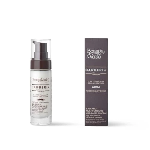 Offerta a tempo: Bottega Verde - Balsamo Multifunzione, Barberia Toscana, 30 ml, per Viso, Barba e Capelli, Azione Idratante e Nutriente, con Olio d'Oliva di Tenuta Massaini - 53% da 22.00 € a 10.44 €