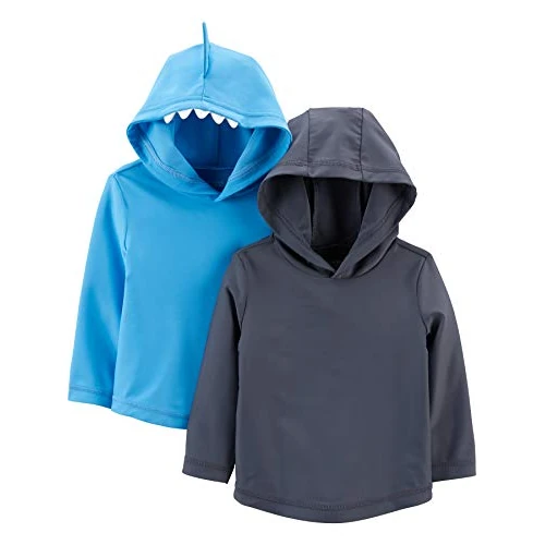 Simple Joys by Carter's Boys' 2-Pack Assorted Rashguard Sets, Navy/Shark, 2 Years