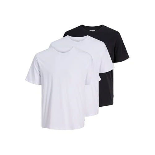 Oferta limitada: Jack & Jones Hombre Ligero Cuello 3 Paquete Camiseta - Blanco/Negro - XXL de 39.99 € a 24.29 € (ahorro 39%)