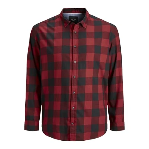 JACK & JONES Jjegingham Twill Shirt L/S PS Noos Chemise, Rouge Brique, 4XL Grande Taille Hommes