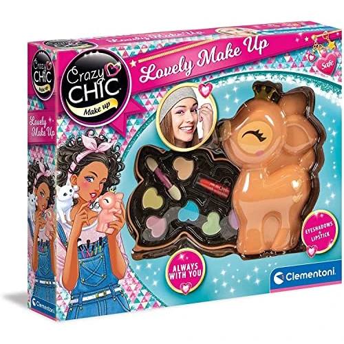 Clementoni Crazy Chic - Lovely Make Up Cerbiatto, Cofanetto Trucchi Bambine 6+ Anni, Trousse Portatile con Set Cosmetici Sicuri per Bambine, Idea Regalo Collezionabile, 18631