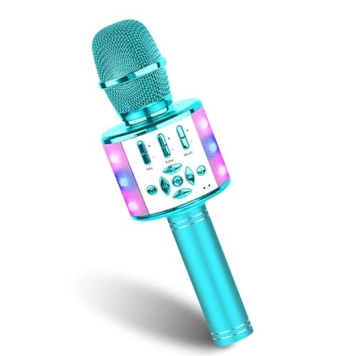 Oferta limitada: BONAOK Magic Sing Micrófono de Karaoke, Micrófono Bluetooth para Karaoke Niños, Micrófono cantar 4 en 1, Micrófono Inalámbrico para Karaoke Bluetooth la Fiesta, compatible con iPhone/Android (Azul) de 33.99 EUR a 33.99 EUR (ahorro 0%)