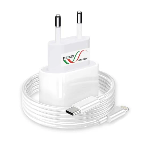 Offre limitee: PHONIX Italia Chargeur Rapide iPhone 20W [MFi] - Chargeur pour iPhone 14/13/12/11 Pro Max/Mini/XS/XR/X/8/SE - Câble Lightning/Type C Inclus de 12.22 EUR a 12.22 EUR (economie 0%)