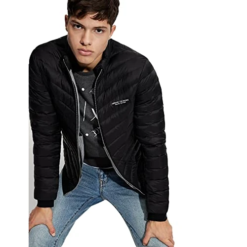 Limited offer: Armani Exchange mens Quilted Down Milano/New York Logo Zip-up Jacket from 180.00 EUR to 106.17 EUR (save 41%)
