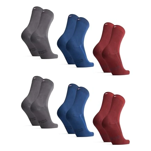Offerta a tempo: DANISH ENDURANCE Calzini Uomo Fibra di Bambù, Calze Anti-Sudore Traspiranti, Morbide e Classiche, Calze da Lavoro e Uso Quotidiano, 6 Paia, Multicolore (2x Blu, 2x Grigio, 2x Rosso Scuro), 43-47 - 45% da 39.95 € a 21.95 €
