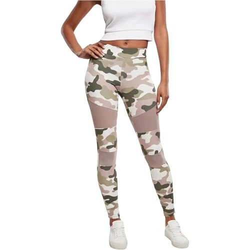 Urban Classics Ladies Camo Tech Mesh Leggings, Leggings, Mujer, duskrose camo, XS