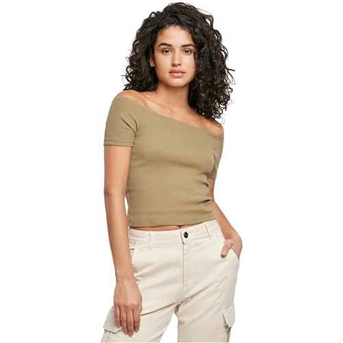 Offerta a tempo: Urban Classics Maglietta Da Donna Con Spalle Scoperte e Maniche Corte, Maglietta a Maniche Corte, Donna, Verde (Khaki), XXL - 41% da 11.90 € a 6.99 €