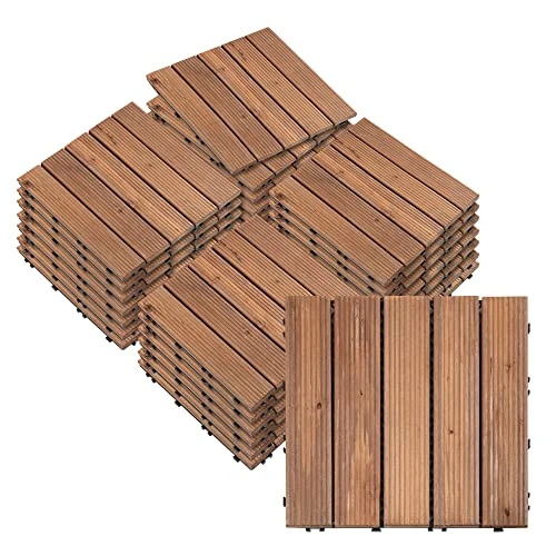 Zeitlich begrenztes Angebot: Outsunny 27 Stk. Massivholz Verbund Terrassendielen, Braun von 83.09 € auf 83.09 € (0.00% Rabatt)
