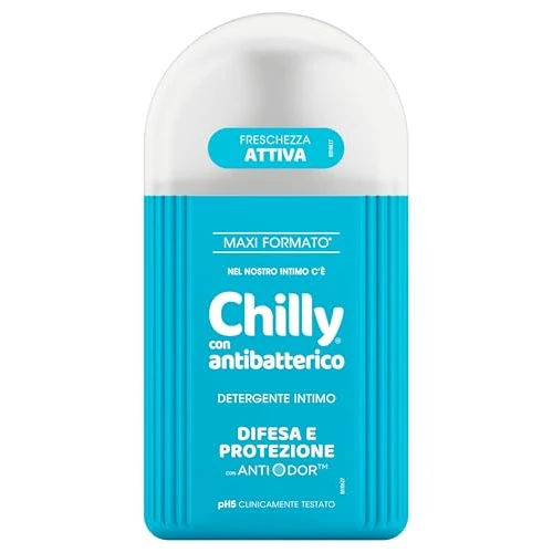 Offerta a tempo: Chilly, Detergente Intimo con Antibatterico, Difesa e protezione, con Anti-Odor, Per L'Igiene Intima, con estratti di timo e salvia dalle proprietà igienizzanti, pH 5, Clinicamente Testato - 300 ml - 74% da 4.99 € a 1.29 €