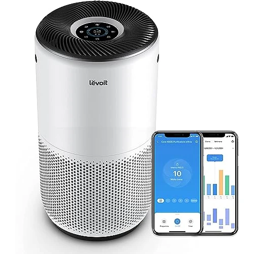 LEVOIT Purificador de Aire Inteligente con APP y ALEXA, Purificador de Aire CADR 400m³/h a 83m², 24dB Silencioso, Pantalla PM2.5, Filtro HEPA, Elimina el 99.97% de Alergias Polen Polvo Olores