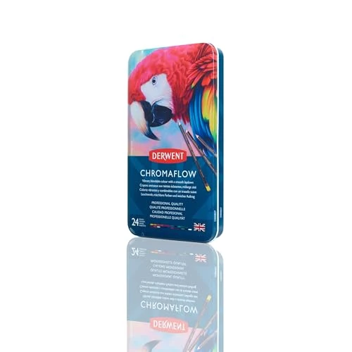 Limited offer: Derwent Chromaflow Colored Pencils Tin, Set of 24, Great for Holiday Gifts, 4mm Wide Core, Multicolor, Smooth Texture, Art Supplies for Drawing, Blending, Sketching, Professional Quality (2305857) from 27.37 EUR to 26.00 EUR (save 5%)