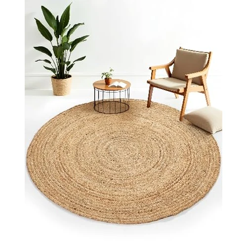Offerta a tempo: carpetfine Tappeto di Iuta Nele rotondo Beige Ø 60 cm | Tappeto moderno per soggiorno e camera da letto - 0.00% da 22.99 € a 22.99 €